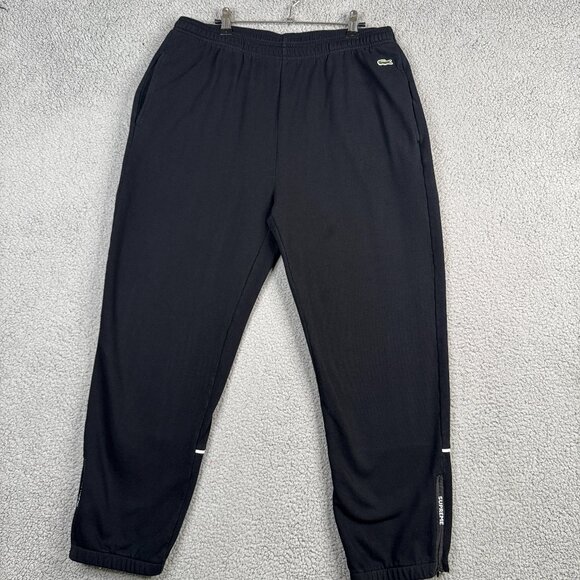 Supreme x Lacoste Pique Pants Mens Size Medium Black Jogger Fleece Lined (FW19)